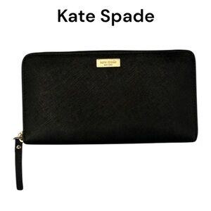 Kate Spade Black Saffiano Leather Zip Around Wallet Large Continental Organizer